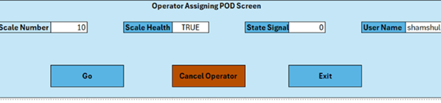 Operator Assignment POD (Production Operator Dashboard) Screen