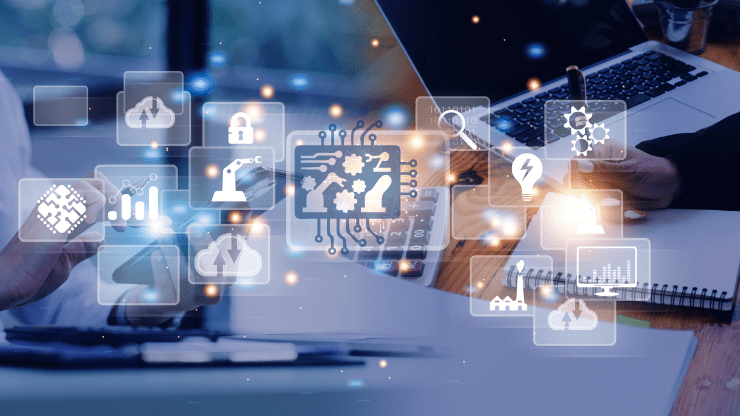 Image showing the trends icons and  graphics of digital manufacturing