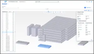 Graphical representation of 3D warehouse layout